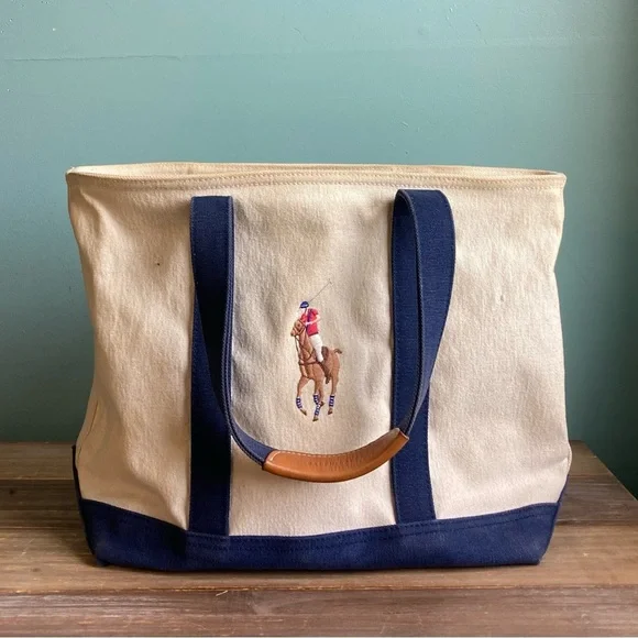 Polo Ralph Lauren Big Pony Canvas and Leather Tote Bag - Picture 14 of 14